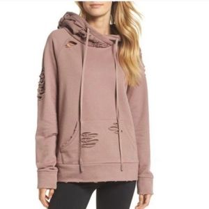 Alo distressed hoodie in gravel